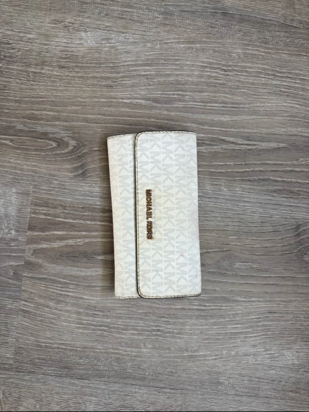 Michael Kors Gray Beige Signature Satchel with Matching Wallet